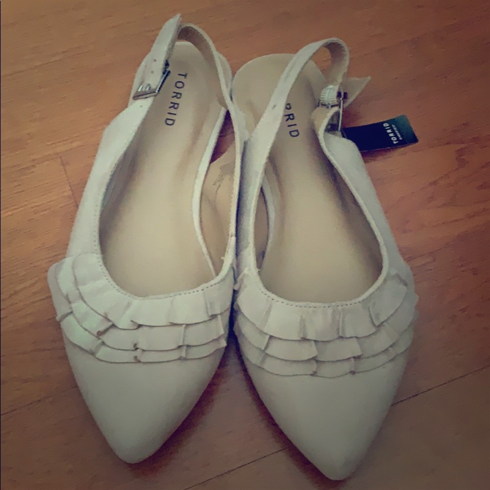 Torrid blush ruffle sling back flats size 9W
